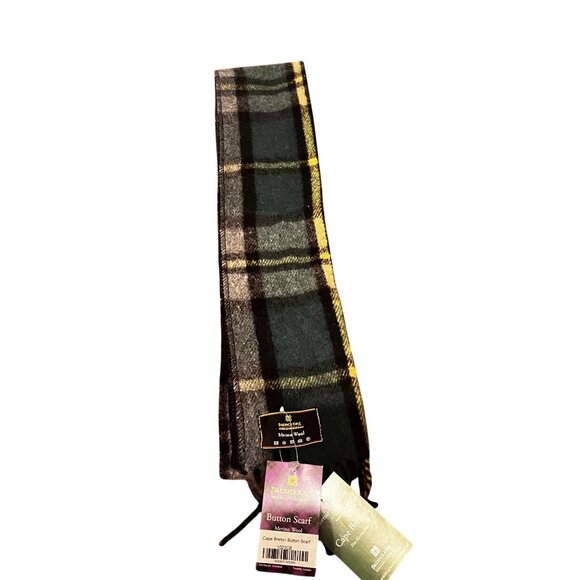 Patrick King Merino‎ Wool Green Plaid Button Scarf With Fringe Trim scottish - Picture 8 of 9